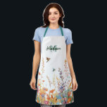 Watercolor Wildflowers Monogram Personalized Name Apron<br><div class="desc">Watercolor Wildflowers Monogram Personalized Name</div>