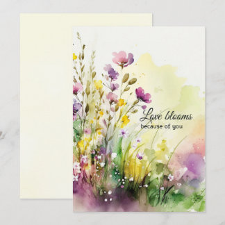Watercolor Wildflowers Mother’s Day Purple Yellow Holiday Card