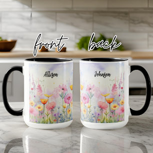 Watercolor wildflowers mug, Custom Gift for Her Mug