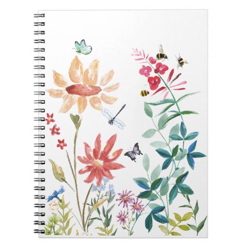 Watercolor Wildflowers  Notebook