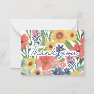 Watercolor Wildflowers of Gratitude Thank You Note