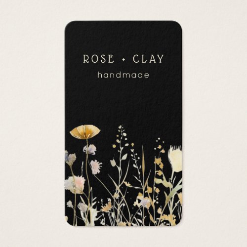 Watercolor Wildflowers on Black Business Card