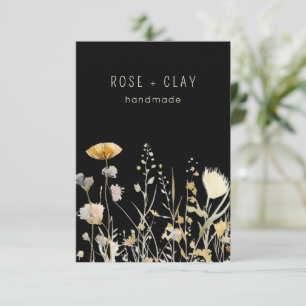 Watercolor Wildflowers on Black Business Supplies Enclosure Card