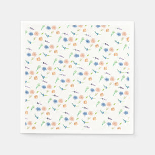 Watercolor Wildflowers Pastel Painted Pattern Napkins
