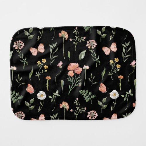 Watercolor Wildflowers Pattern Baby Burp Cloth