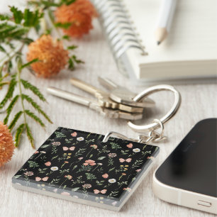 Watercolor Wildflowers Pattern Keychain