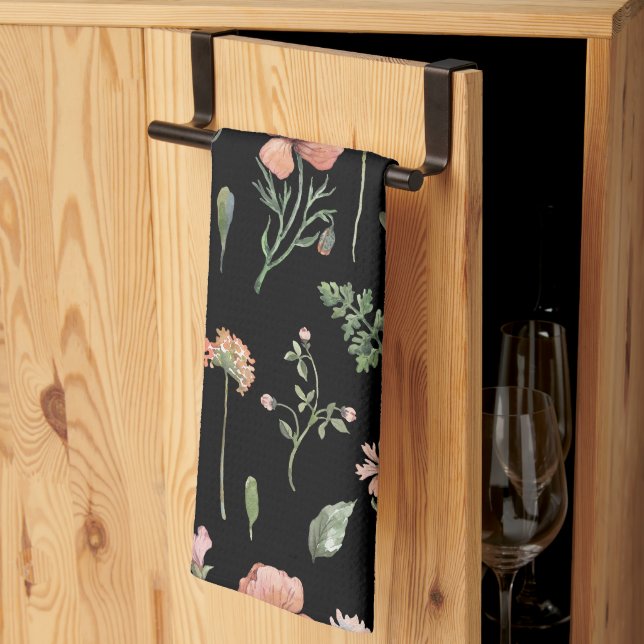 Watercolor Wildflowers Pattern Kitchen Towel (Thirds Fold)