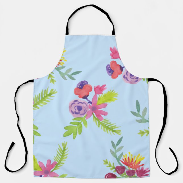 Watercolor Wildflowers Pattern Leggings Wrapping P Apron (Front)