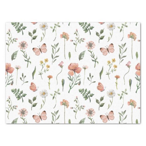 Watercolor Wildflowers Pattern Tissue Paper