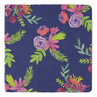 Watercolor Wildflowers Pattern Trivet