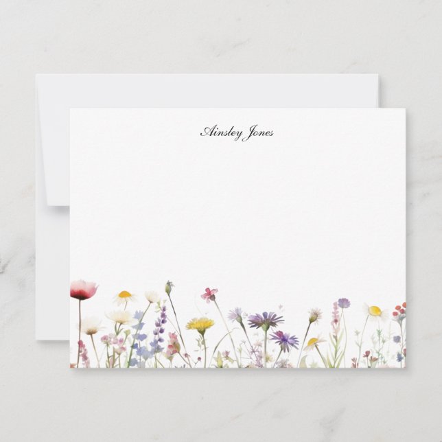 Watercolor Wildflowers Personalized Flat Thank you (Front)