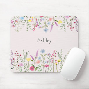 Watercolor Wildflowers Personalized Mouse Pad