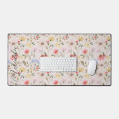 Watercolor Wildflowers Personalized Script Name Desk Mat (Keyboard & Mouse)