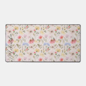 Watercolor Wildflowers Personalized Script Name Desk Mat (Front)