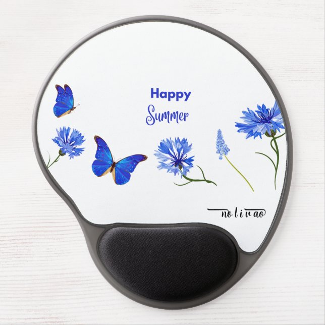 Watercolor Wildflowers Personalized Script Name Gel Mouse Pad
