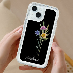 Watercolor Wildflowers Personalized iPhone 15 Case