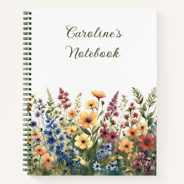 Watercolor Wildflowers Personalized Summer Journal (Front)