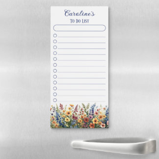 Watercolor Wildflowers Personalized Summer Magnetic Notepad