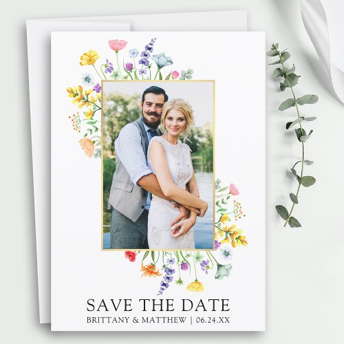 Watercolor Wildflowers Photo Save The Date