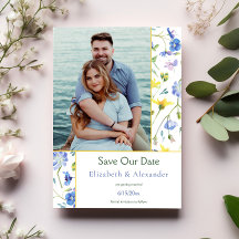 Watercolor Wildflowers Photo Save the Date