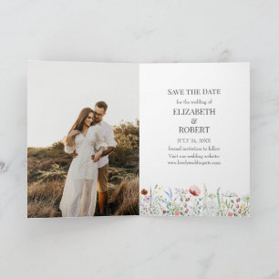 Watercolor Wildflowers Photo Save The Date Card