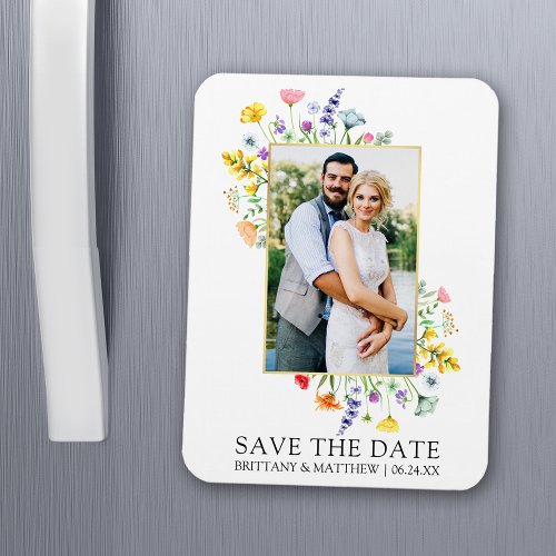 Watercolor Wildflowers Photo Save The Date Magnet