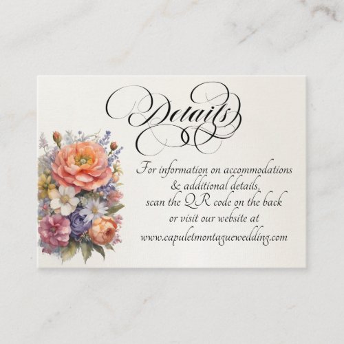 Watercolor Wildflowers, QR Code - Cream Enclosure Card