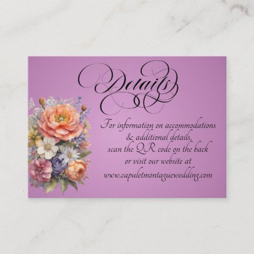 Watercolor Wildflowers, QR Code - Lavender Enclosure Card