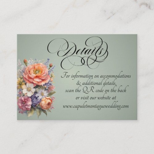 Watercolor Wildflowers, QR Code - Sage Enclosure Card