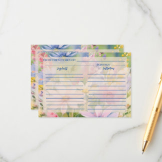Watercolor Wildflowers Recipe Enclosure Card