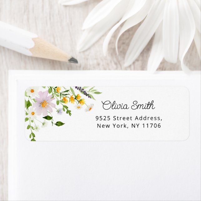 Watercolor wildflowers return Address Label (Insitu)