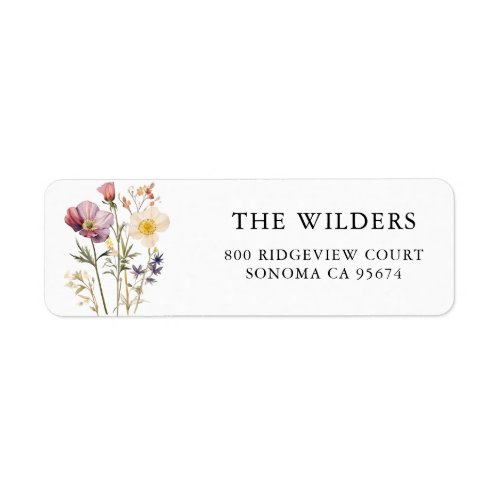 Watercolor Wildflowers Return Address Label