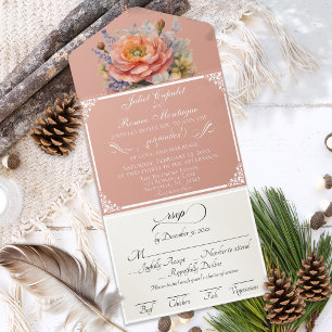 Watercolor Wildflowers - Rose Gold All In One Invitation