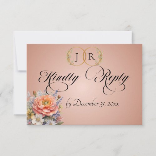 Watercolor Wildflowers - Rose Gold RSVP Card