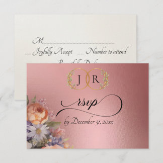 Watercolor Wildflowers - Rose Gold RSVP Card
