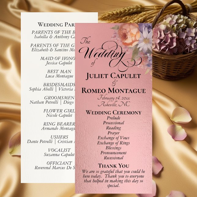 Watercolor Wildflowers - Rose Gold Wedding Program (Creator Uploaded)