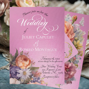 Watercolor Wildflowers - Rose Pink Foil Invitation