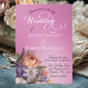 Watercolor Wildflowers - Rose Pink Foil Invitation
