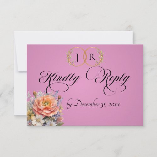 Watercolor Wildflowers - Rose Pink RSVP Card