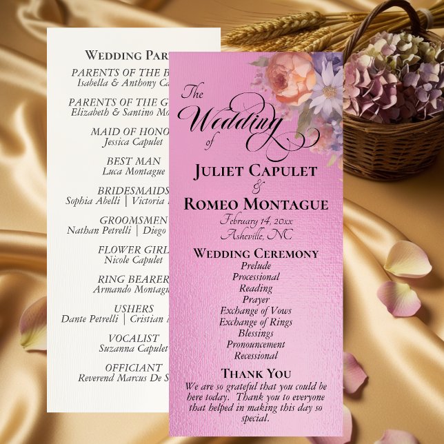 Watercolor Wildflowers - Rose Pink Wedding Program (Creator Uploaded)