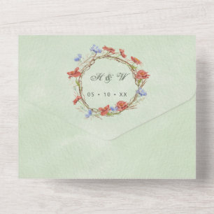 Watercolor wildflowers rsvp attached wedding all i in one invitation