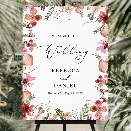 Watercolor Wildflowers Rustic Wedding  Poster