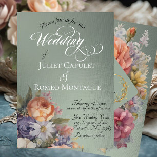 Watercolor Wildflowers - Sage Foil Invitation
