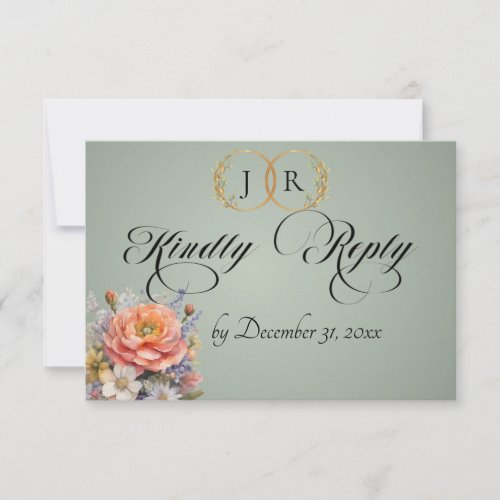 Watercolor Wildflowers - Sage RSVP Card