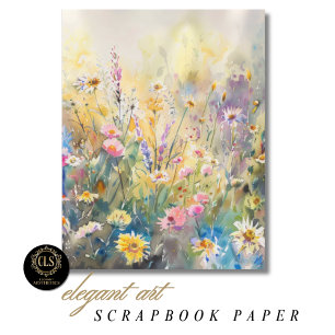 Watercolor Wildflowers Scrapbook Paper