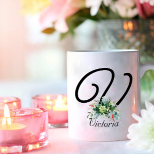 Watercolor wildflowers script black coffee mug