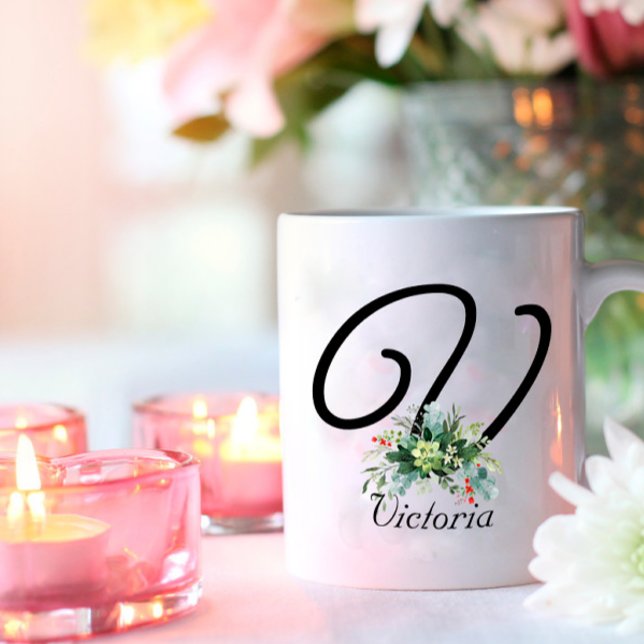 Watercolor wildflowers script black coffee mug (Creator Uploaded)