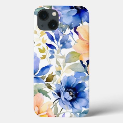 Watercolor Wildflowers Seamless Patterns iPhone 13 Case