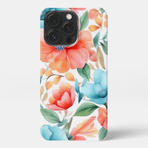 Watercolor Wildflowers Seamless Patterns iPhone 13 Pro Case
