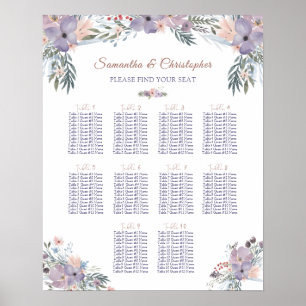 Watercolor Wildflowers Seating Chart 10 Tables